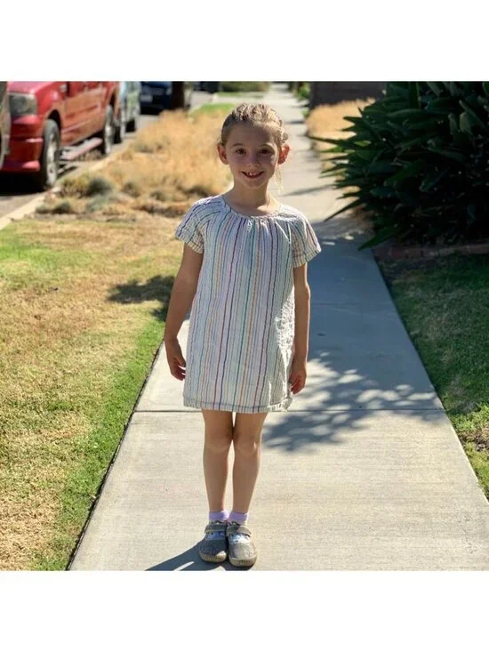 HANNA ANDERSSON Metallic Striped Dress Girls 6-7 120 Rainbow Shimmer Tunic Top - Picture 8 of 8